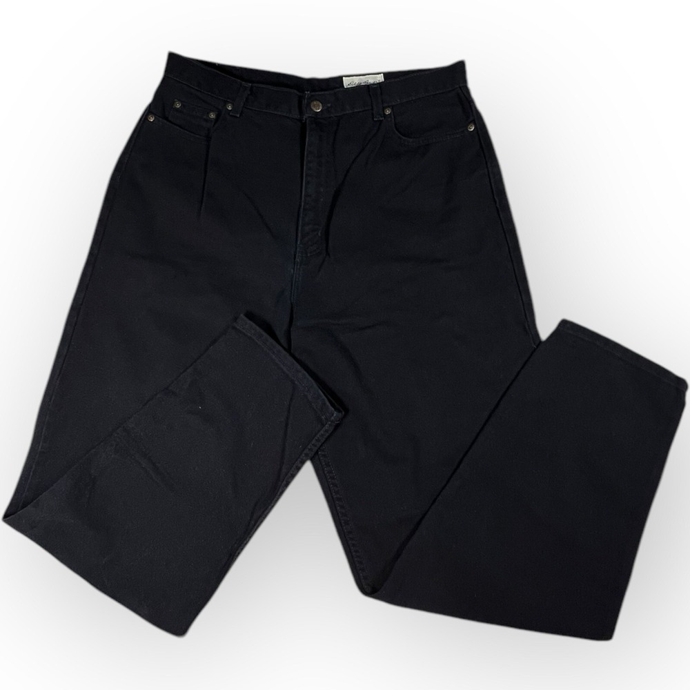 Eddie Bauer Black Jeans Womens Size‎ 18 Petite Tapered Leg Cotton High Waist